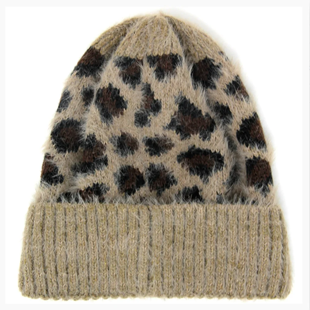 LOF leopard beanie in taupe